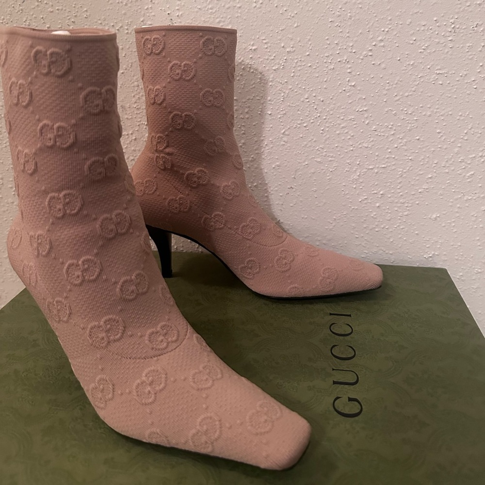 Gucci GG monogram knit boots in 36.5